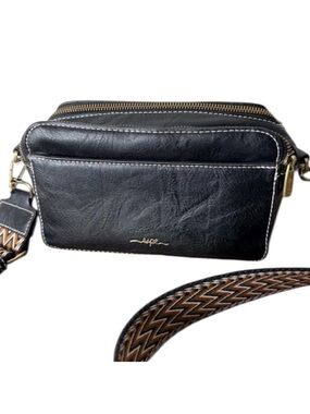 ESPE Black Vegan Emerson Crossbody Camera Bag Thick Adjustable Strap Boho